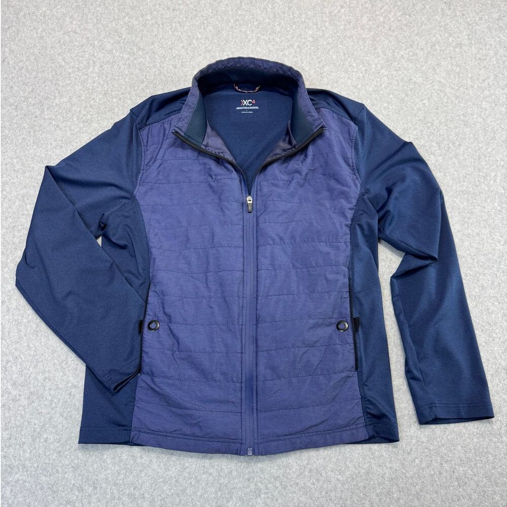 Johnston and Murphy XC4 Jacket Mens L Navy Quilted Full Zip Stretch Golf Minimal